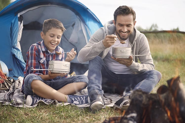 preparing meal after hiking